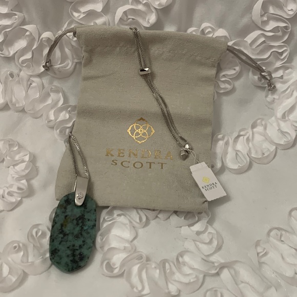 Kendra Scott Lariat Inez African Turquoise Adjustable Necklace and Dust Bag NWT - Picture 2 of 5